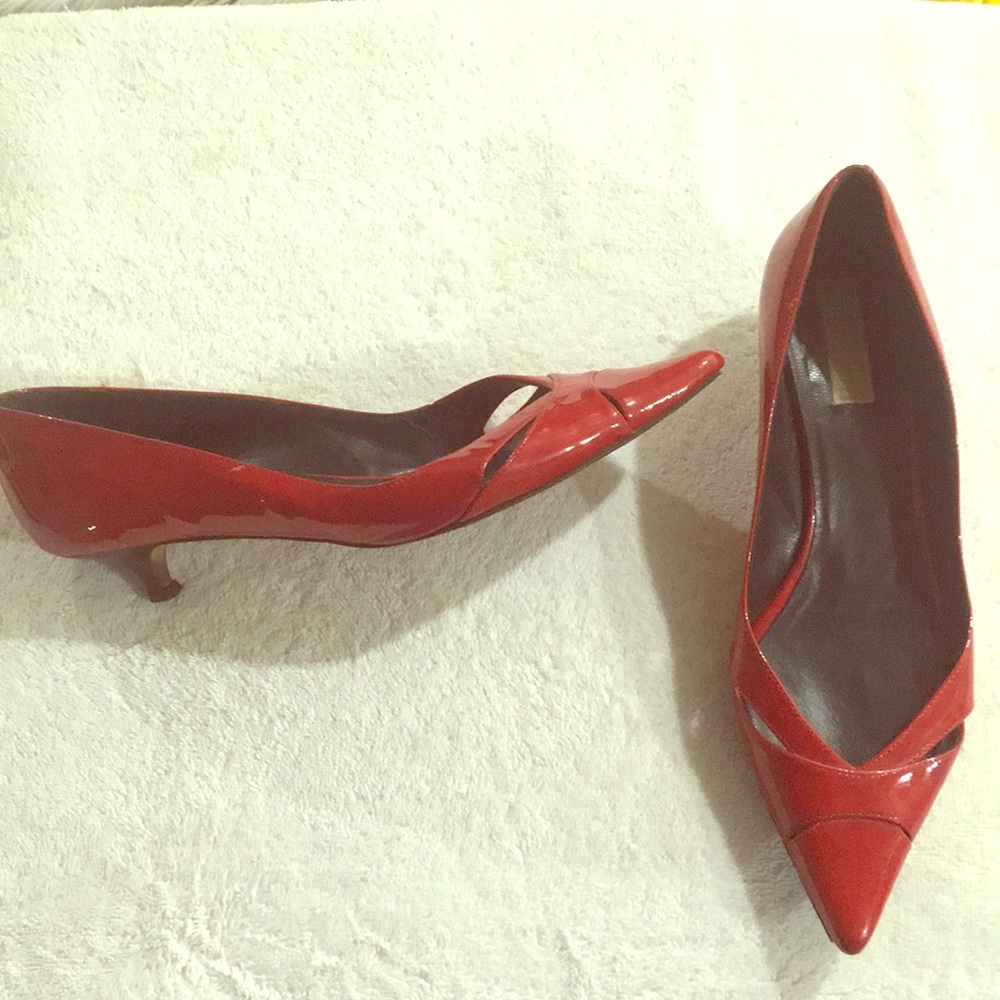 Authentic Michael Kors red patent kitten heels